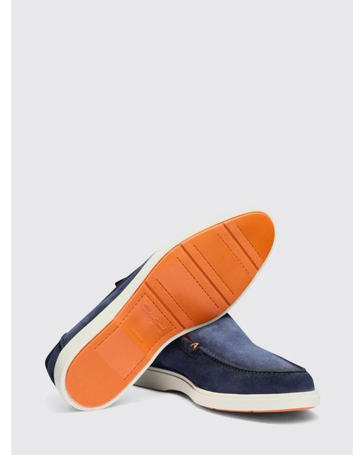 Santoni Blue Botanist Suede Loafer for men