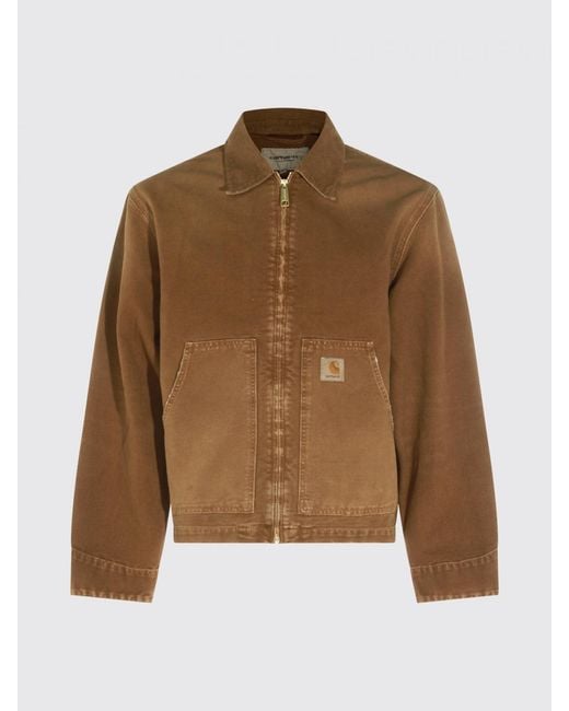 Carhartt Brown Og Arcan Cotton Shirt Jacket With Zip And Patch Pockets for men