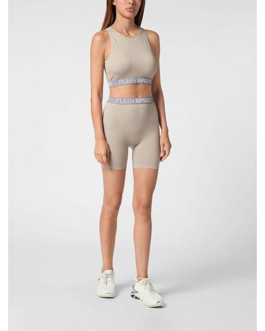 Philipp Plein Gray Technical Stretch Fabric Crop Top
