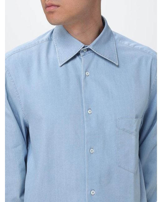 Brunello Cucinelli Blue Cotton Casual Shirt for men