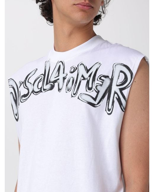 DISCLAIMER White Cotton Tank Top With Logo for men