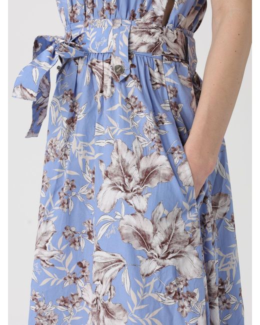 Liu Jo Blue Cotton Dress With Floral Print