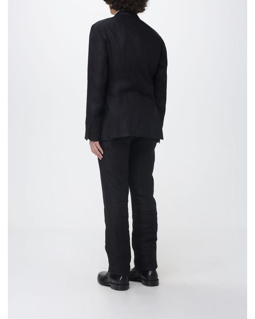 Lardini Black Double-Breasted Linen Blend Dress for men
