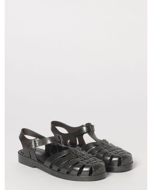 Melissa Black Possession Glitter Pvc Fisherman Sandals With Low Heel