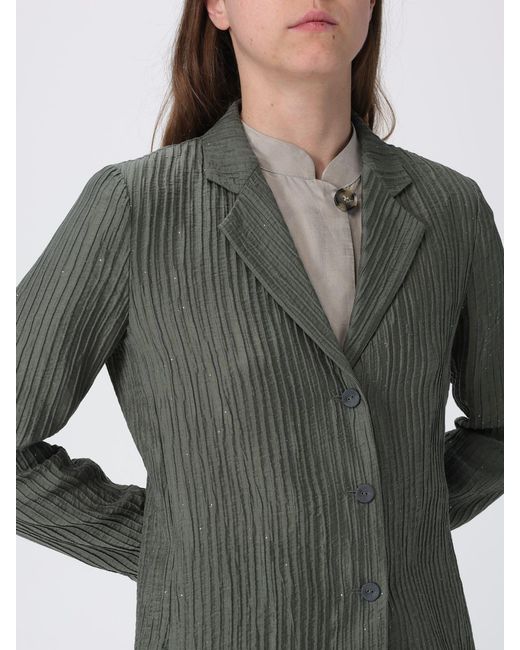 Emporio Armani Gray Lurex Pleated Creponne Blazer