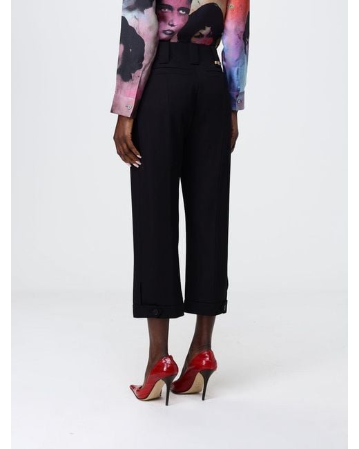 Versace Blue Viscose Cropped Fit Trousers