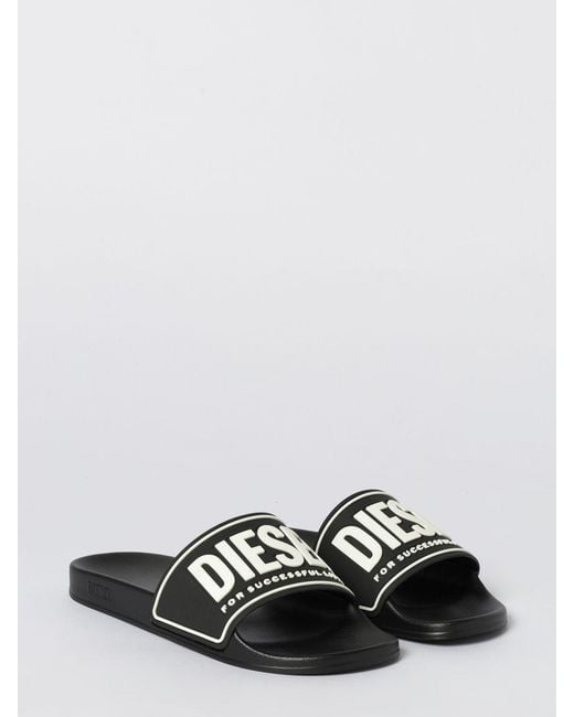 DIESEL White Sa-Mayemi Cc Rubber Sliders With Logo for men