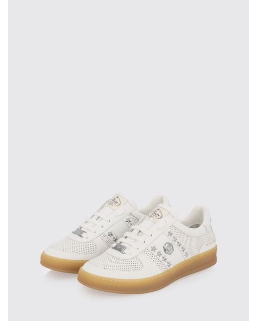 Philipp Plein White Retro Rebel Perforated Leather Sneakers With Applied Stars for men