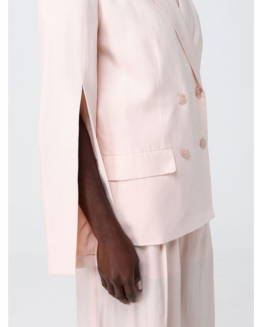 Twinset Pink Double Breasted Linen Blend Blazer