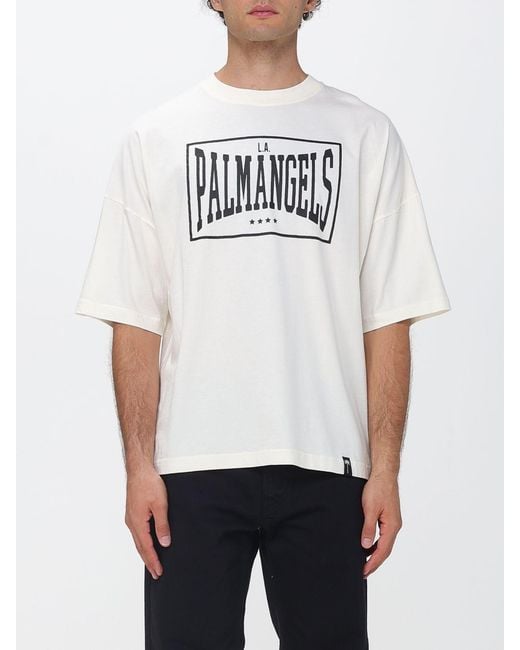 Palm Angels White Relaxed-Fit Logo-Print Cotton T-Shirt for men