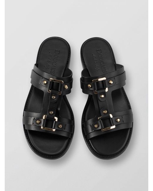 Doucal's Black Flat Sandals