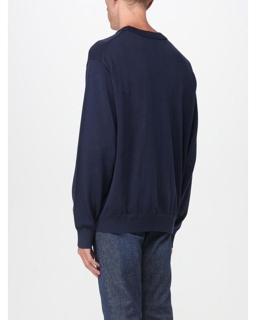 Calvin Klein Blue Crew Neck Sweater With Mini Logo for men