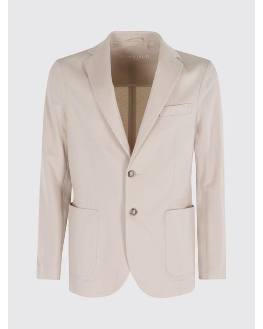 Circolo 1901 Natural Formal Single-Breasted Stretch Cotton Blazer With Two Buttons for men