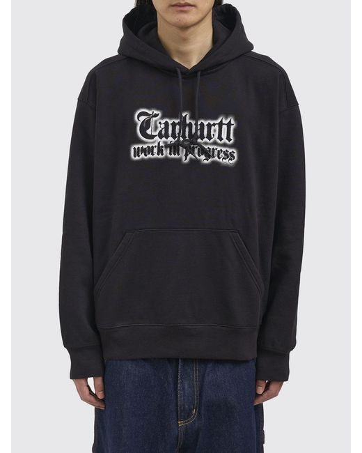 Carhartt Blue Cotton Hoodie With Logo for men