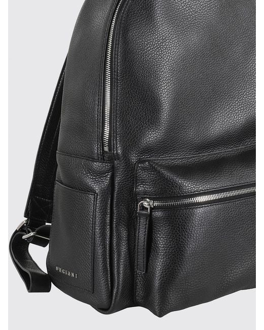 Orciani Black Micron Deep Hammered Leather Backpack for men