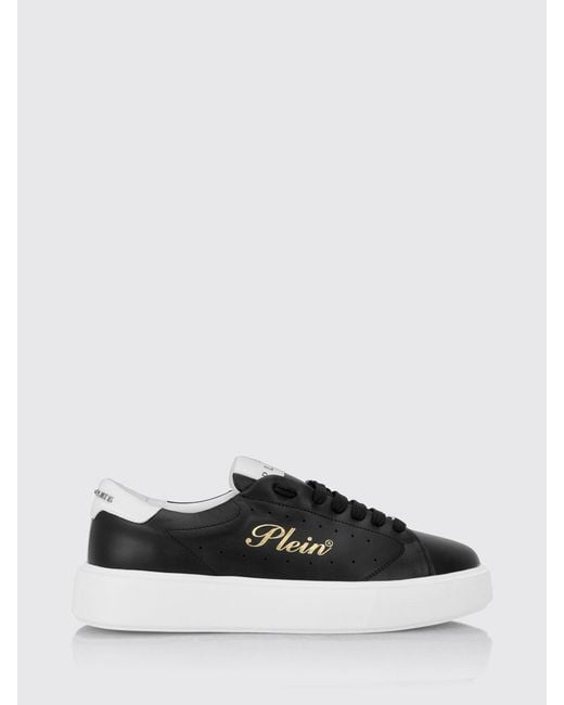 Philipp Plein White Leather Low-Top Trainers With Chunky Sole And Laminated Logo for men