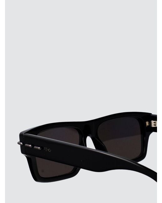 Fendi White Rectangular Acetate Sunglasses With Contrasting Logo for men