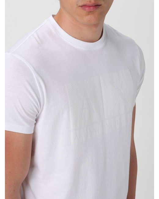 T-shirt in cotone con logo di Armani Exchange in White da Uomo