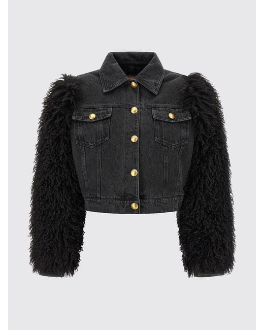 Twinset Blue Cotton Denim Jacket With Faux Fur Details
