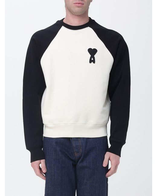 AMI Blue Cotton Crew-Neck Sweatshirt for men