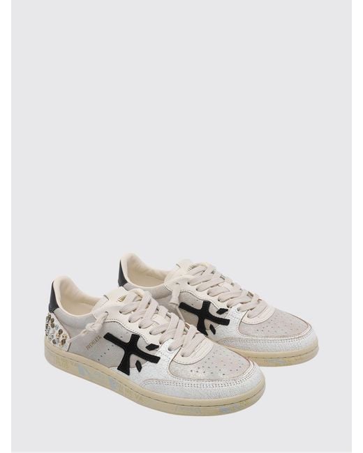 Premiata White Clay Suede Sneakers With Studs