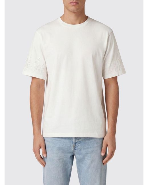 Vision Of Super White Crewneck Cotton T-Shirt With Dropped Shoulders for men