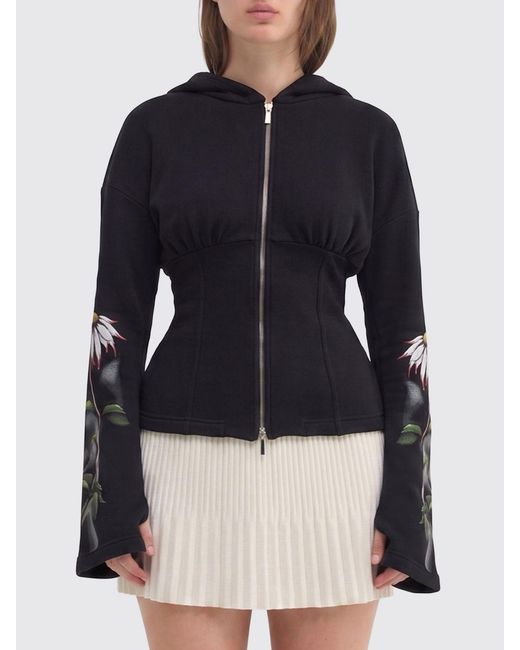 MACCAPANI Blue Floral Cotton Hoodie