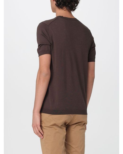 Kangra Brown Cotton And Silk Crew Neck Knitwear for men