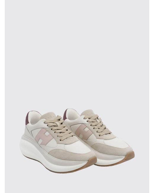 Hogan White Maxi I Active Leather And Suede Trainers With H Logo And Chunky Sole