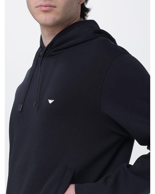 Emporio Armani Blue Cotton Hooded Sweatshirt for men