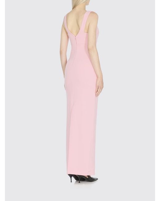 Solace London Pink Elegant Fitted Dress With V-Neck And Sleeveless Design