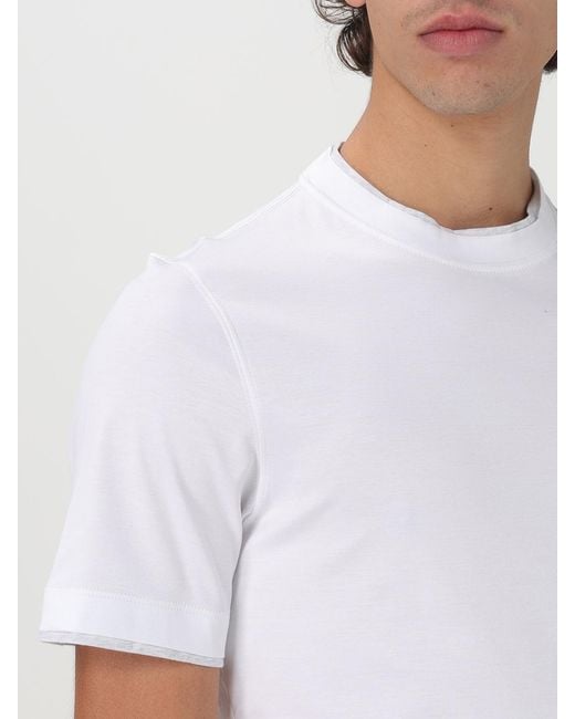 Brunello Cucinelli White Basic Cotton T-Shirt for men