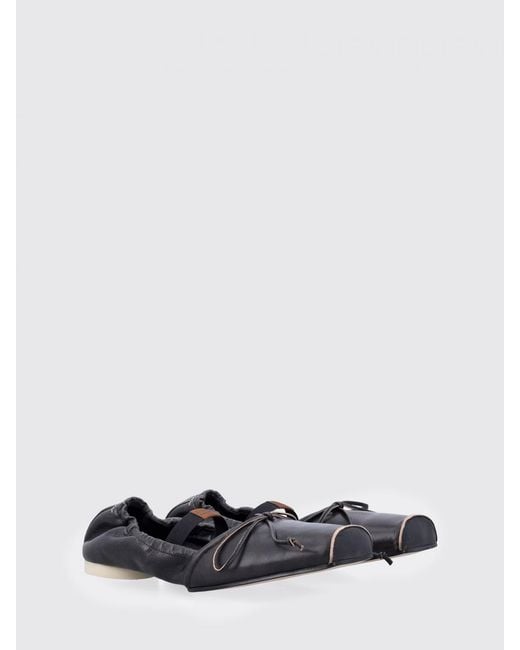MM6 by Maison Margiela White Laminated Leather Ballerina