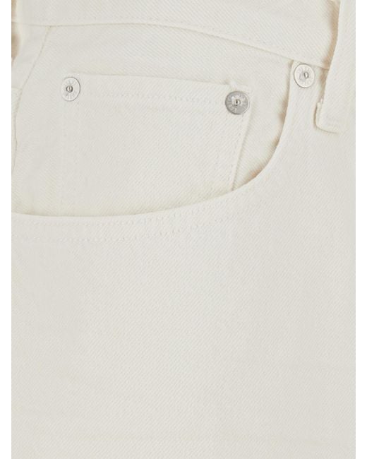 Agolde White Knee-Length 5-Pocket Cotton Denim Shorts