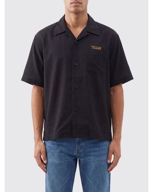 Visvim Black Silk Bowling Shirt With Rear Embroidered Logo for men