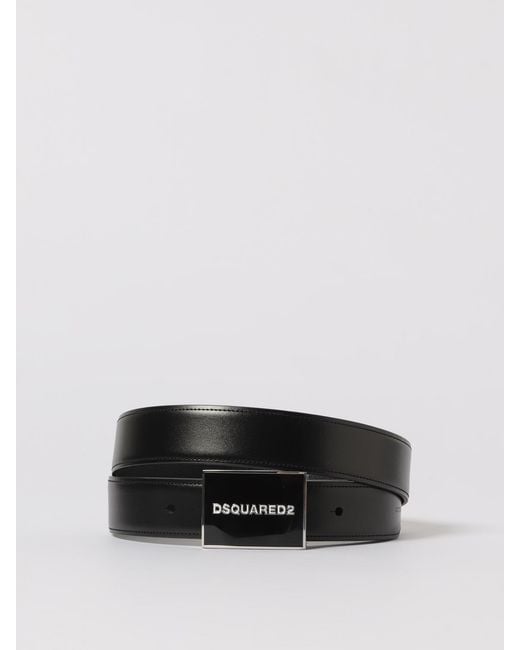 Cinturón De Piel Con Doble Hebilla DSquared² de hombre de color Black