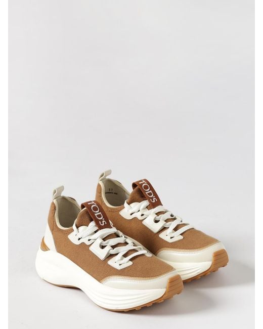 Tod's White Knit And Leather Sneakers