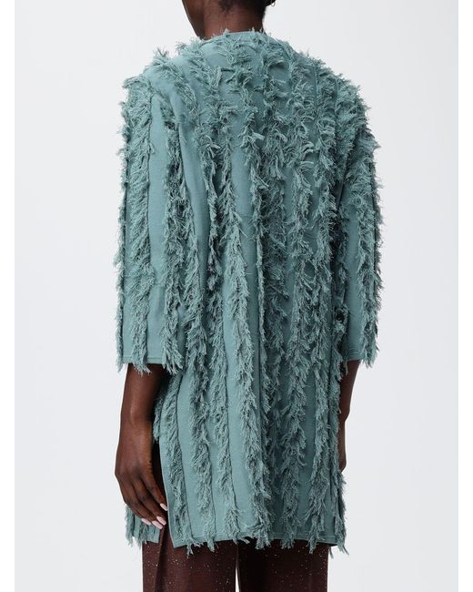 Kangra Blue Cotton Cardigan With Fringes