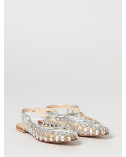 Anna F. White Laminated Leather Sandals