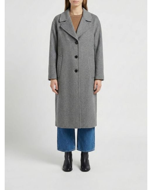 Max Mara Gray Single-Breasted Coat