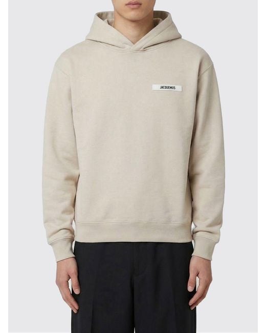 Jacquemus Natural Cotton Hoodie With Logo for men