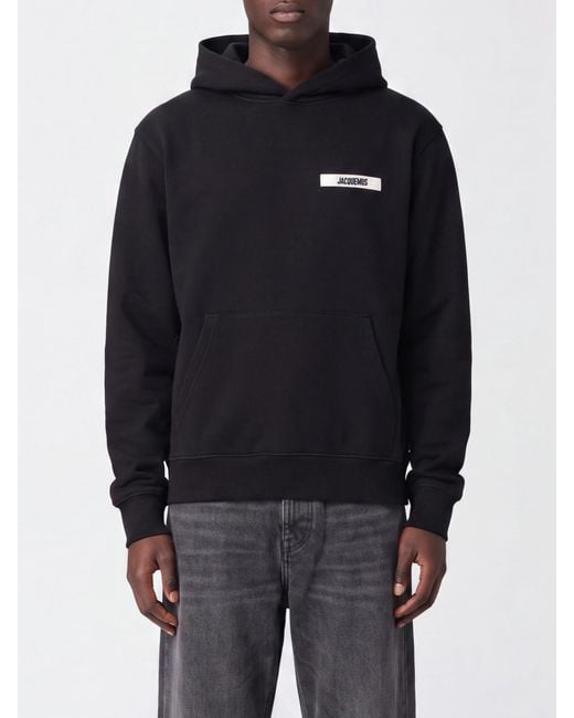 Jacquemus Blue Relaxed Fit Cotton Hoodie With Logo And Dropped Shoulders for men