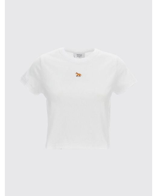 Maison Kitsuné White Maison KitsunÉ Cotton Crop T-Shirt With Logo
