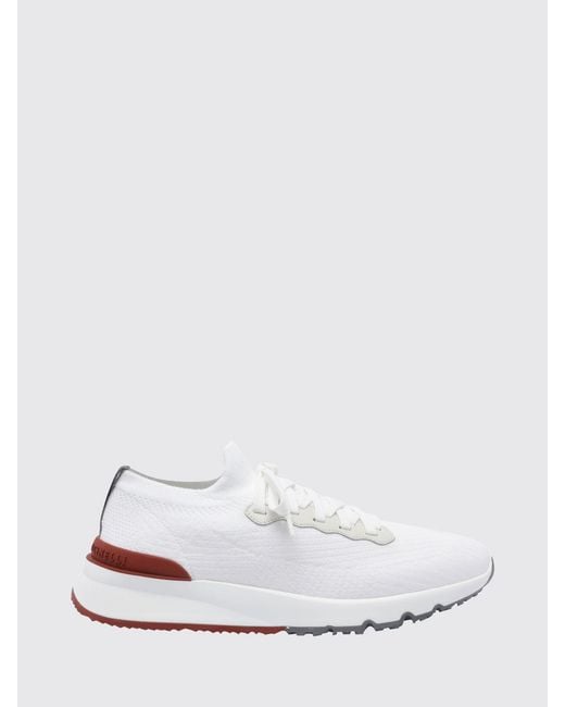 Brunello Cucinelli White Knit Low-Top Sneakers for men