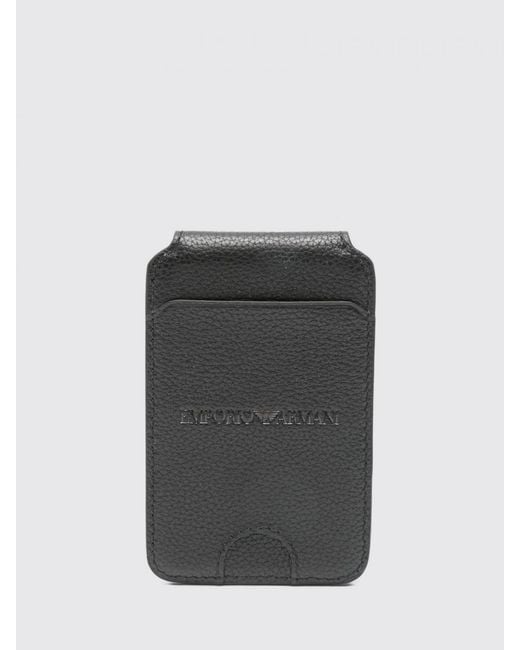 Emporio Armani Black Leather Card Holder for men