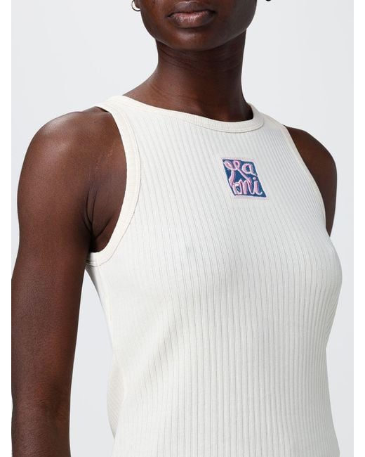 Marni White Cotton Knit Top With Logo