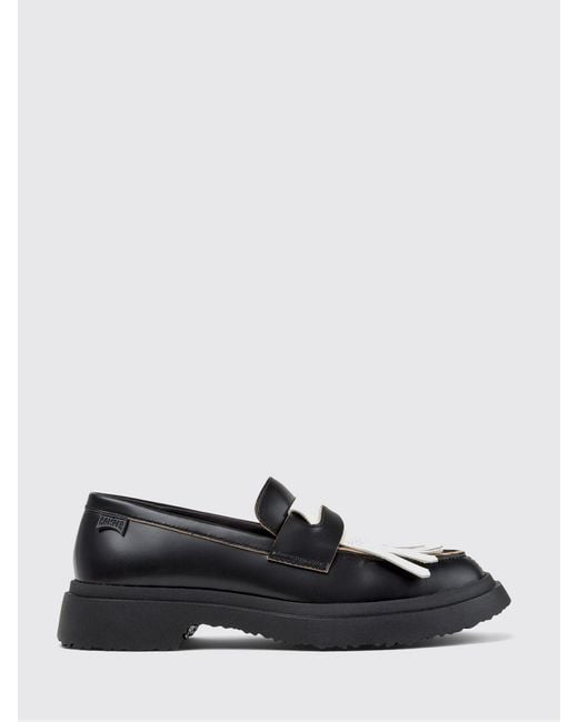 Camper White Twins Leather Loafer With Fringes And Tassels