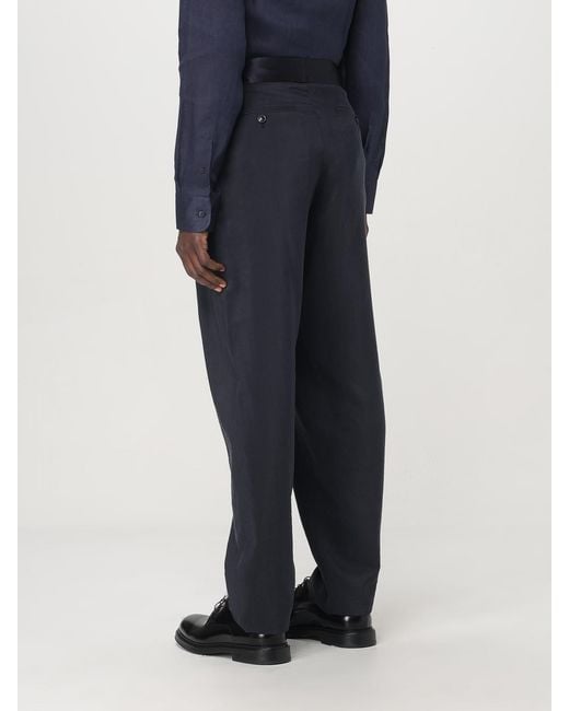 Giorgio Armani Blue Pleated Trousers Relaxed Fit for men