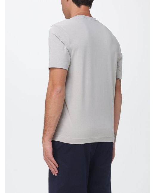 Boss Gray Crew Neck Stretch-Cotton T-Shirt With Contrast Chest Logo for men