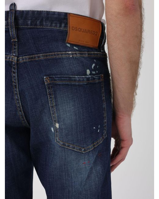 DSquared² Blue Distressed Skinny Jeans for men